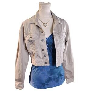 Calvin Klein Beige Cropped Jacket with Blue Tank